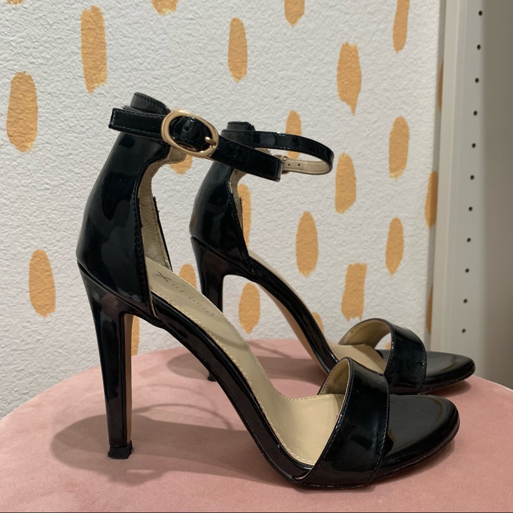 Black strappy stiletto sandals
